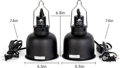2 Pack Reptile Light Fixture, 5.5in Deep Dome Reptile Lamp Fixture, Optical Reflection Cover