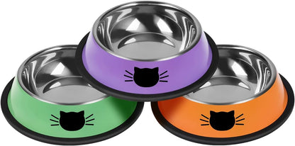 3 Pcs Non-Slip Stainless Steel Small Cat Food Bowls - Unbreakable, Thicken, 7 Oz, Suitable for