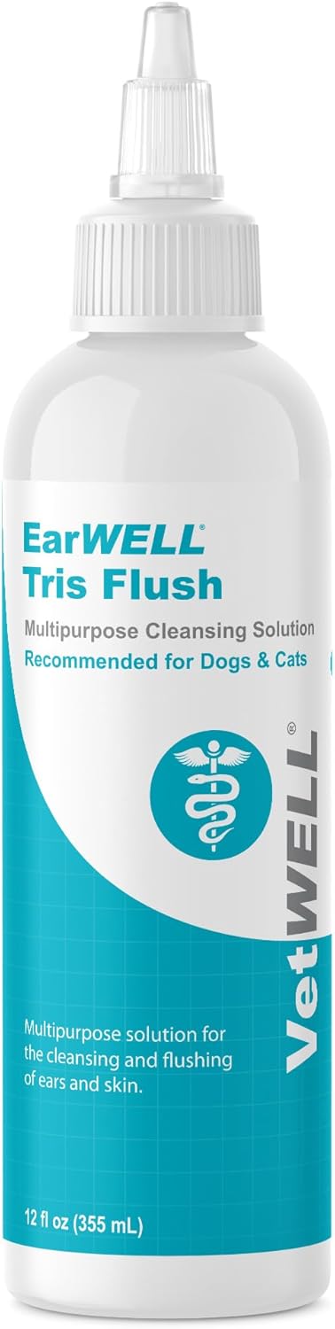 VetWELL Dog Ear Cleaner Solution & Infection Treatment for Dogs & Cats, Tris Otic Cleanser Drops