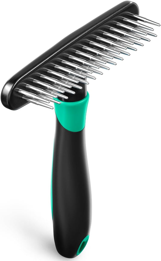 Deshedding Brush Comb - Undercoat Rake for Dogs, Cats, Short, Long Hair Coats - Double Row