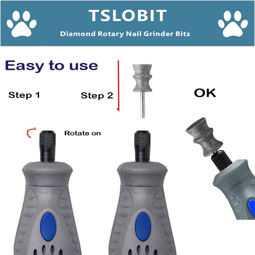 Diamond Dog Nail Grinder Attachment,1/8'' Pet Nail Grinder Wheel for Dremel Dog Nail Grinder