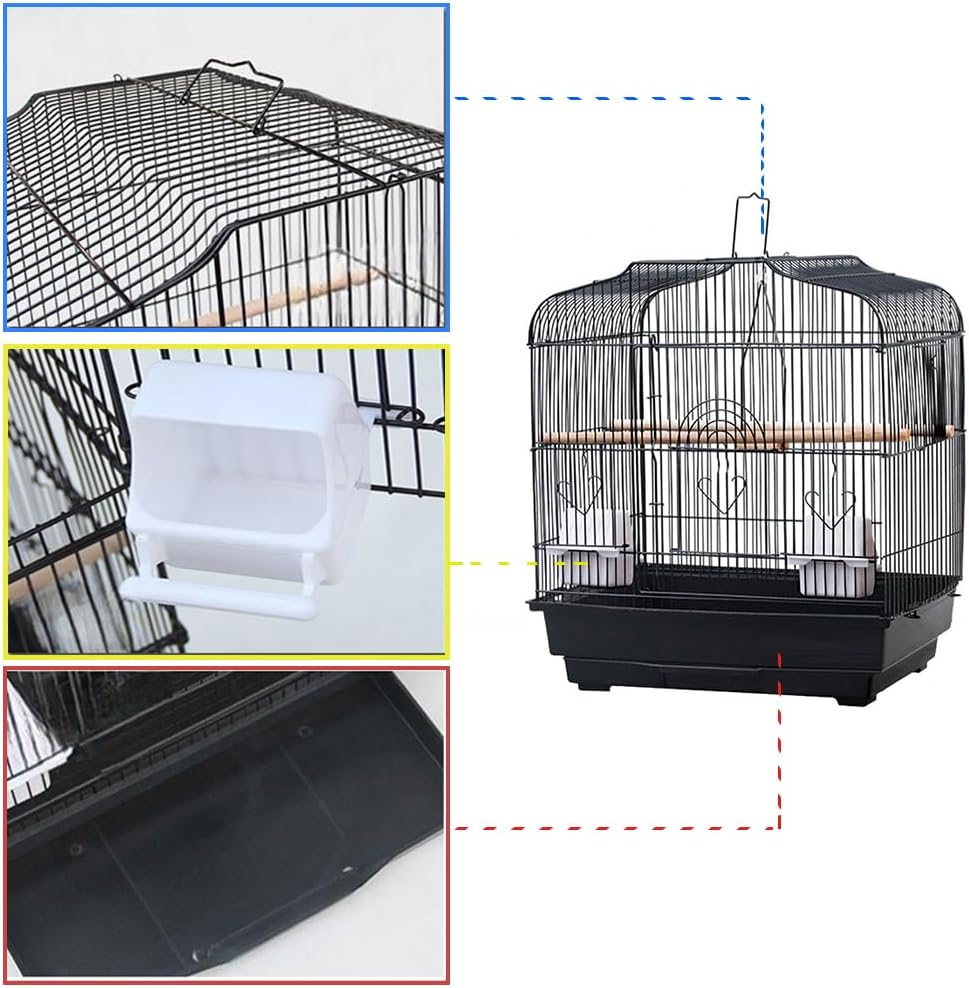 Travel Bird Cage 20.5×18.1×14.2in Portable Birdcage with Handle and Perches for Small Parrots