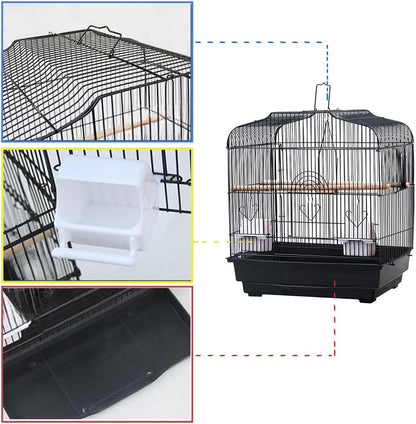 Travel Bird Cage 20.5×18.1×14.2in Portable Birdcage with Handle and Perches for Small Parrots