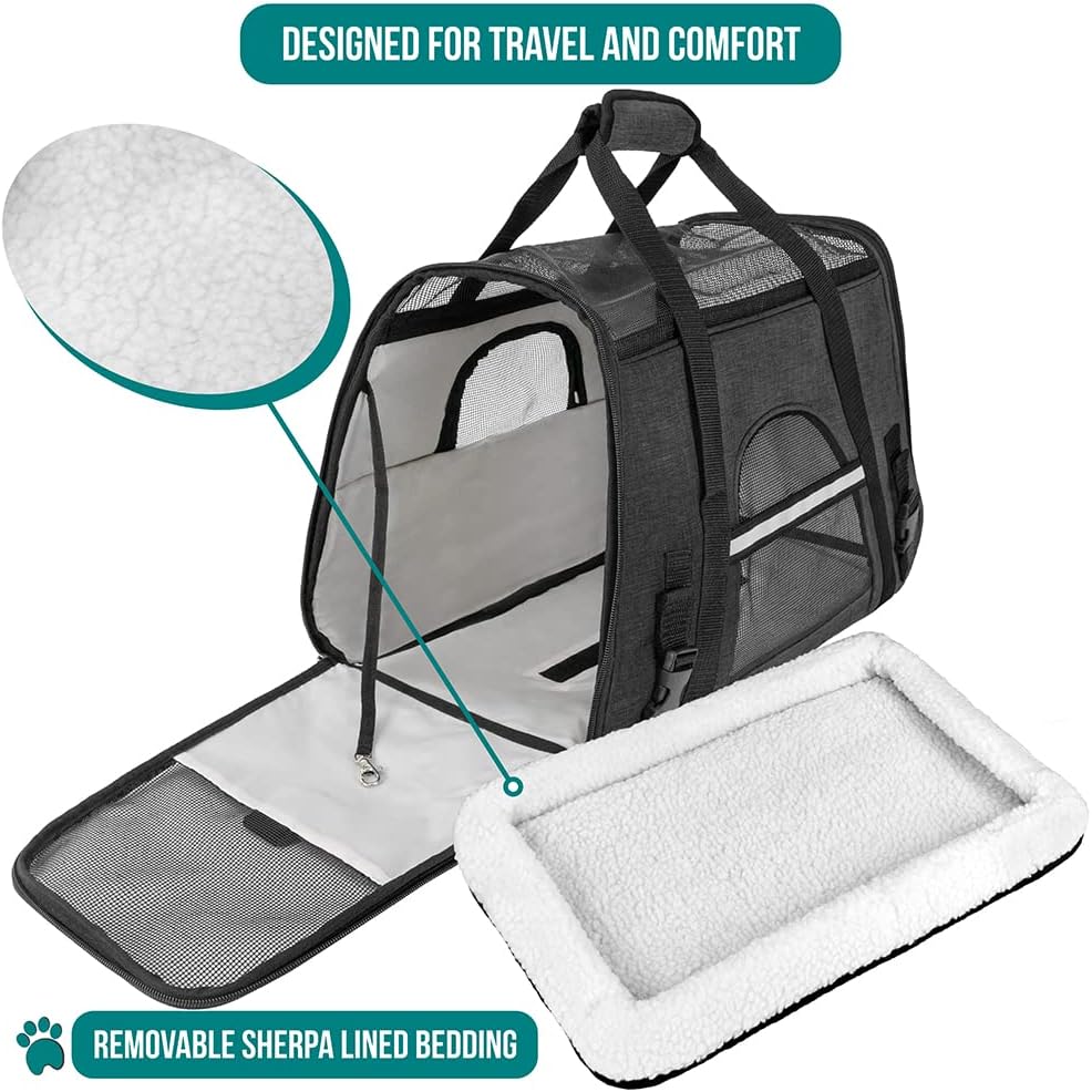 PetAmi Airline Approved Soft Sided Dog & Cat Carrier, Ventilated Pet Carrying Bag - Medium/Large