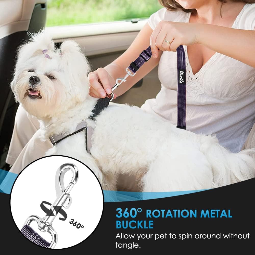 SlowTon Dog Seat Belt for Car, 2 Pack Dog Car Harness Seatbelt Adjustable with Elastic Bungee