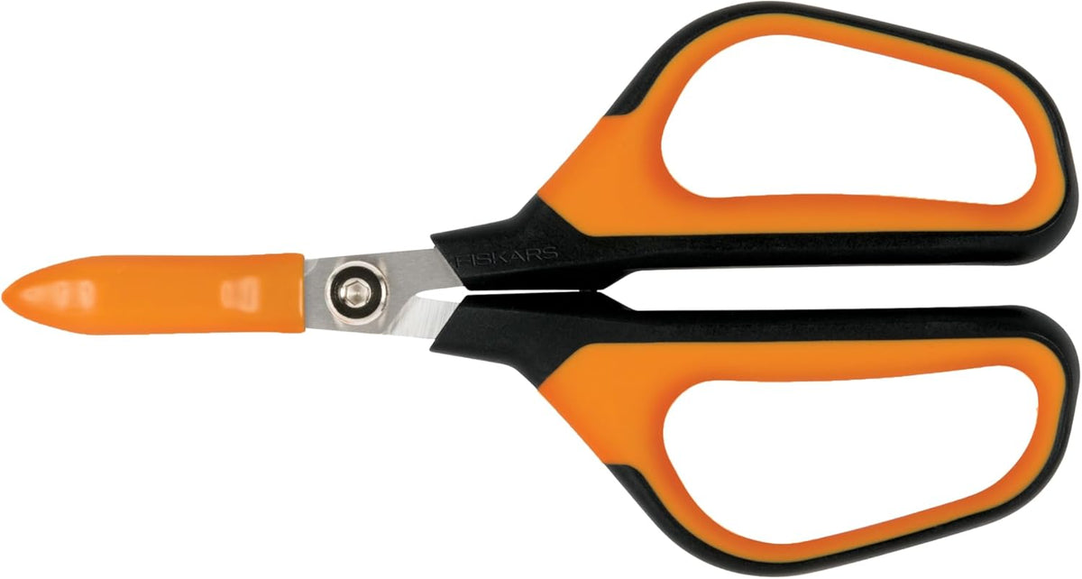 Fiskars Comfort Loop Micro-Tip Pruning Snips - 7" Garden Shears with Sheath and Extra Large