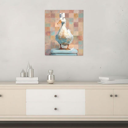 Funny Duck Bathroom Wall Art Cute Duck on Toilet Canvas Wall Decor Funny Quirky Farm Animal