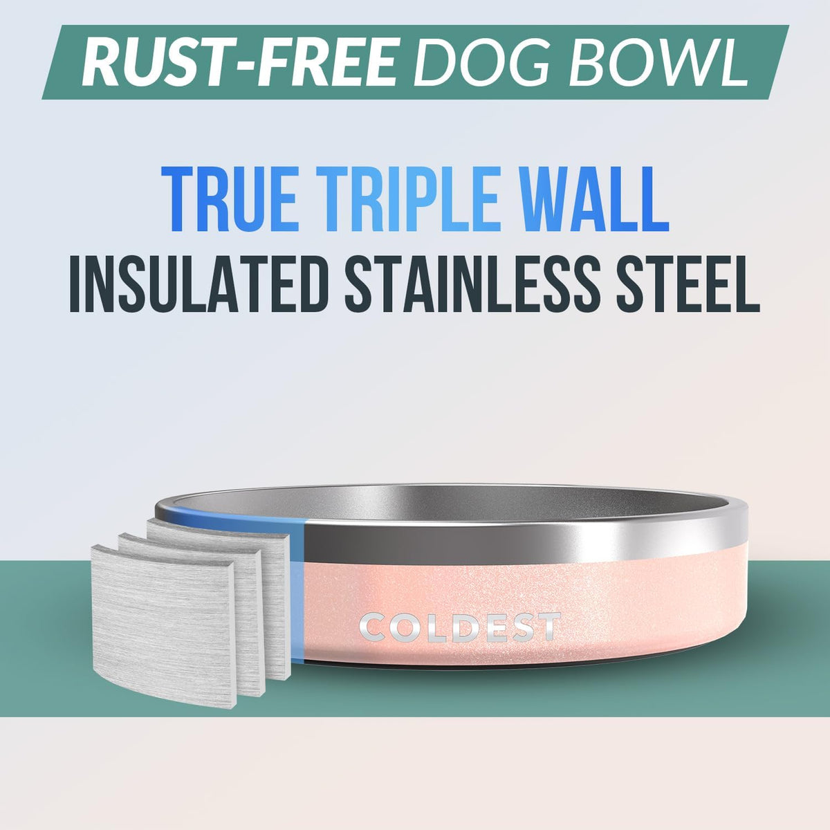 Coldest Dog Bowl - Anti Rust Metal, Non Slip, 3 Layers Insulated Stainless Steel Dog Bowls - Spill