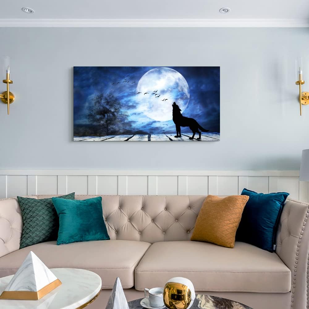 Canvas Wall Art For Bedroom Wall Decoration For Living Room Large Size Luminous Scenery Wolf Wall