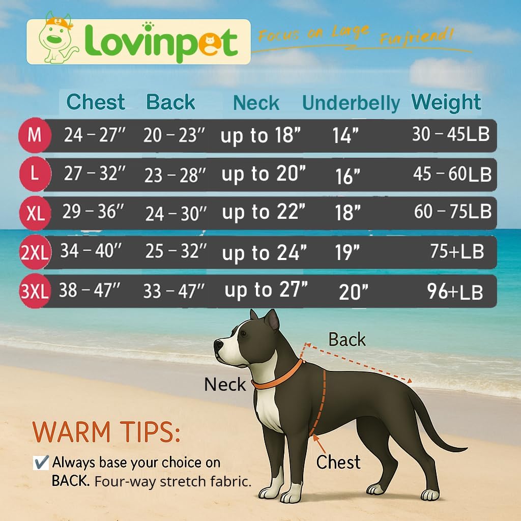 LovinPet Dog Pajamas Large Sized Dog, Anti Licking, Recovery Suit, Lightweight Jurassic Knit, UV