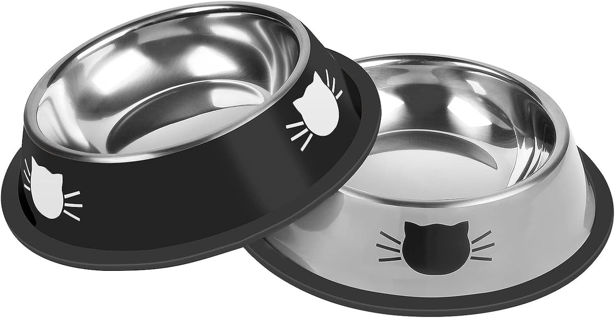 2 Pcs Non-Slip Stainless Steel Small Food Bowls - Unbreakable, Thicken Cat Feeder, 7 Oz Dishes