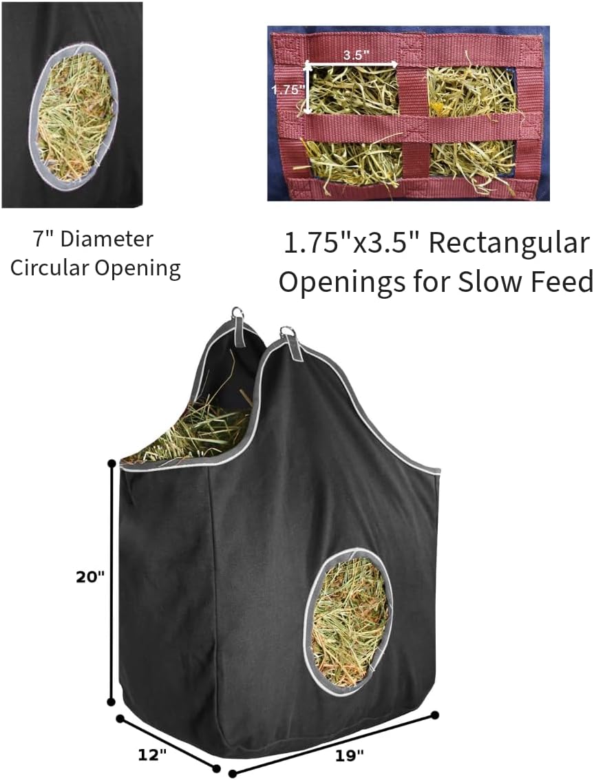 Derby Originals Large 24 OZ Canvas Horse Hay Bag 2 Sided Combo Design X Wide Gusset and 6 Month