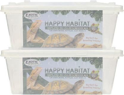 Happy Habitat (Medium - 2 Pack)- Ventilated Enclosure & Breeder Box - for Live Feeder Insects