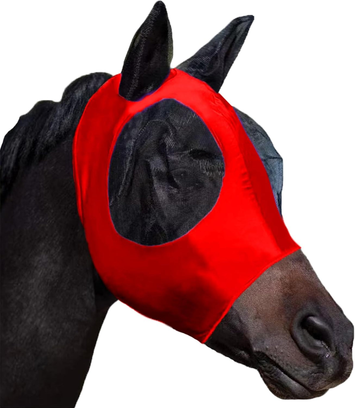 Horse Fly Mask with Ears, Comfortable Fit Stretch Fabric with UV Protection Soft on Skin