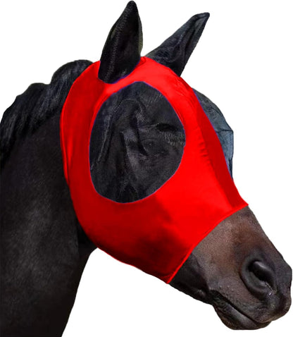Horse Fly Mask with Ears, Comfortable Fit Stretch Fabric with UV Protection Soft on Skin