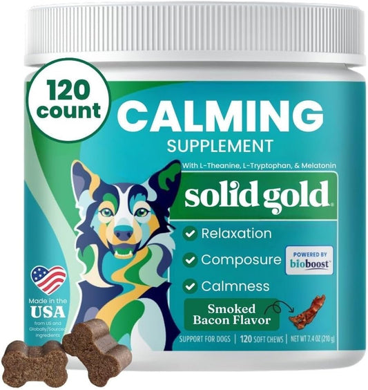 Solid Gold Calming Chews for Dogs - Dog Calming Chews w/Melatonin for Separation, Stress &