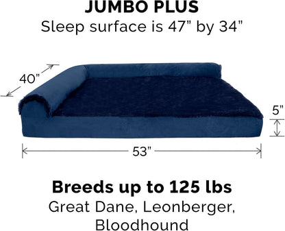 Furhaven Cooling Gel Dog Bed for Large Dogs w/ Removable Bolsters & Washable Cover, For Dogs Up to