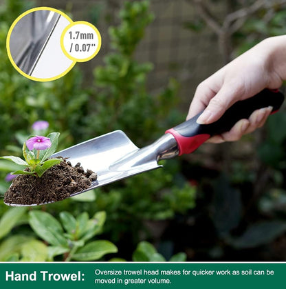 ESOW Garden Tool Set with Non-Slip Rubber Handle, 3 Piece Cast-Aluminum Heavy Duty Gardening Kit