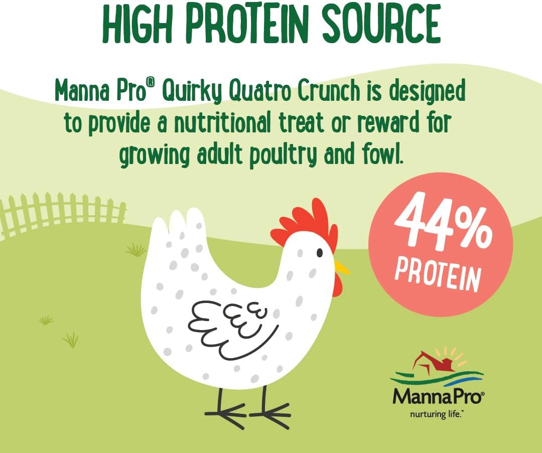 Manna Pro Farmhouse Favorites Quirky Quatro Crunch – 100% Natural Protein Treat for Mixed Flocks