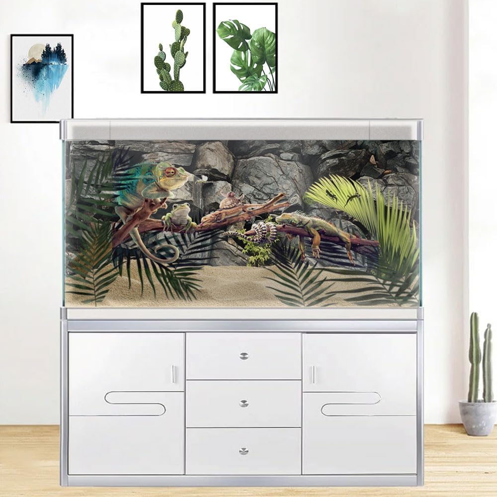 30X18IN Stone Aquarium Background, Rock Fish Tank Background, Natural Rocky Glass Terrarium