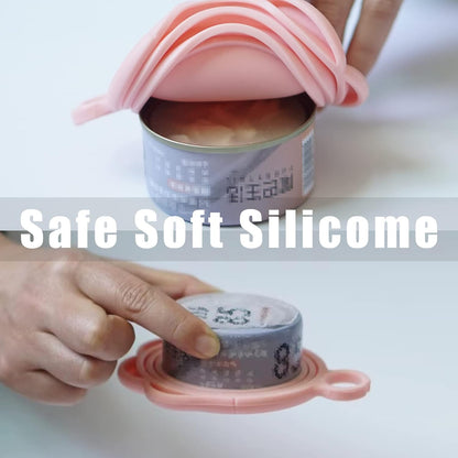 Meow&Woof Cat Food Can Lid and Spoon, BPA Free Silicone Cover for Animal Wet Food Storage, Reusable