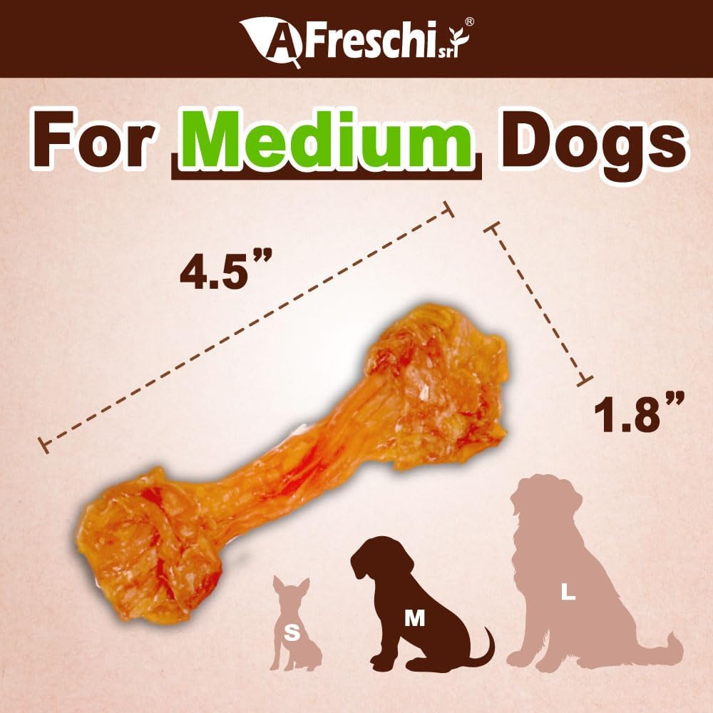 Afreschi Natural Turkey Tendon Bone (M) Pack of 2, Dog Treats for Signature Series, All Natural