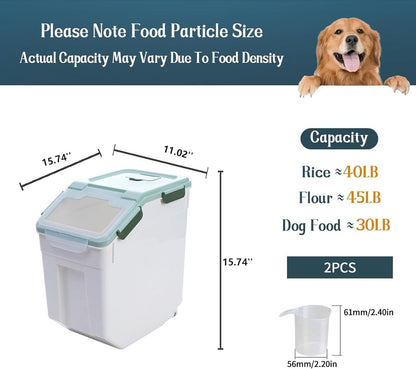 AnRui Rice Storage Container 50LB, Airtight Flour Storage Containers, Plastic Cereal Grain
