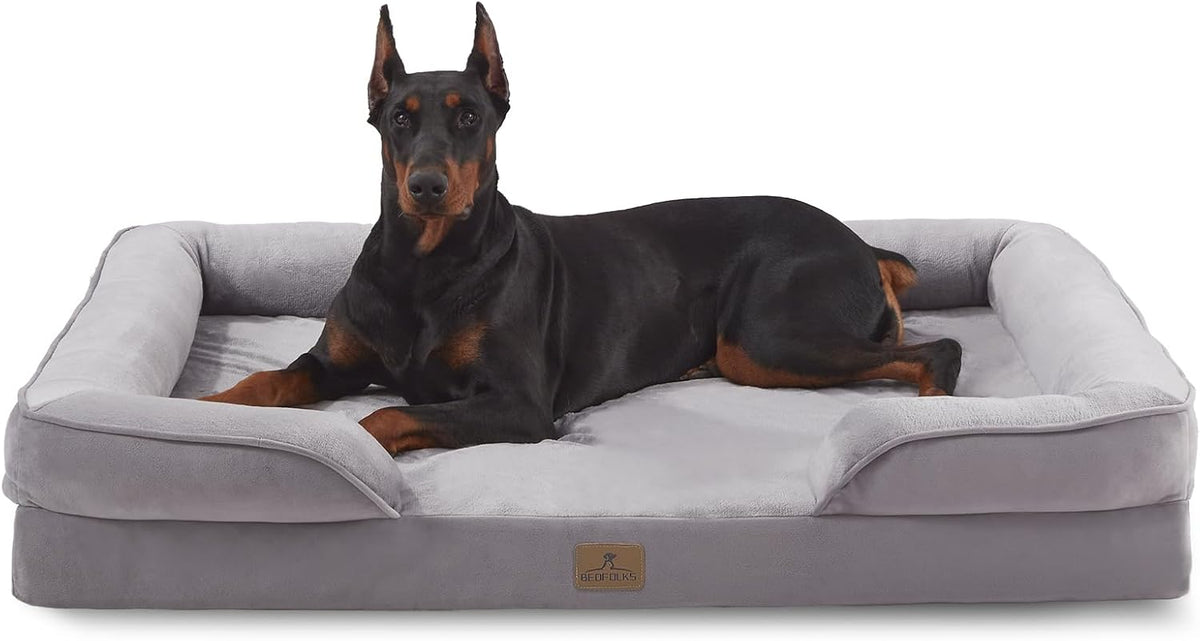 Bedfolks Orthopedic Dog Bed, Waterproof Dog Sofa Bed for Extra Large Dogs, Egg Foam Pet Couch Bed