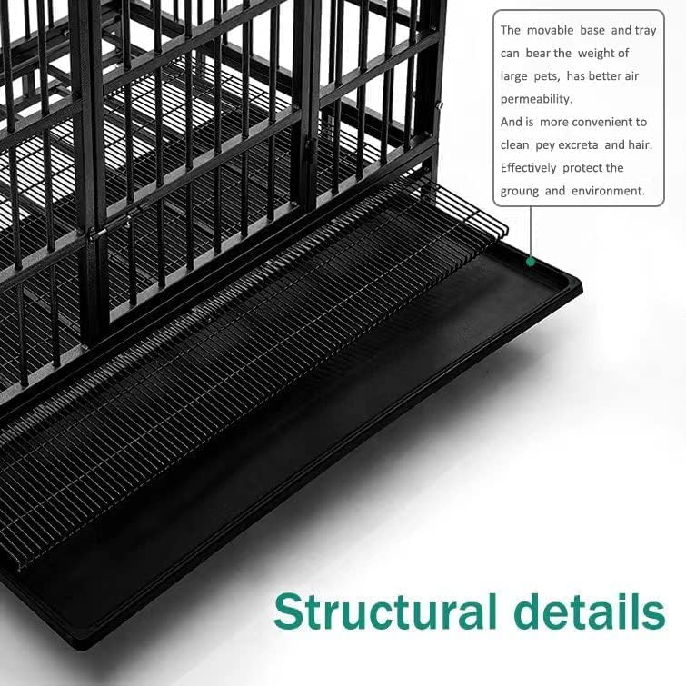 Oranland 48/38 Inch Heavy Duty Indestructible Dog Crate Cage Kennel with Wheels, High Anxiety Dog