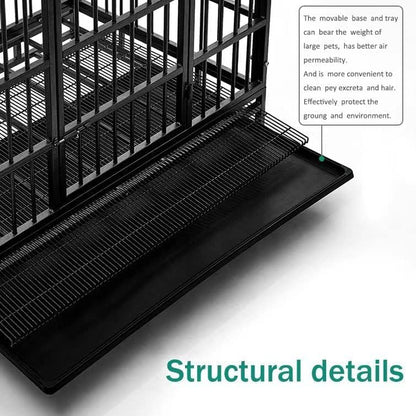 Oranland 48/38 Inch Heavy Duty Indestructible Dog Crate Cage Kennel with Wheels, High Anxiety Dog