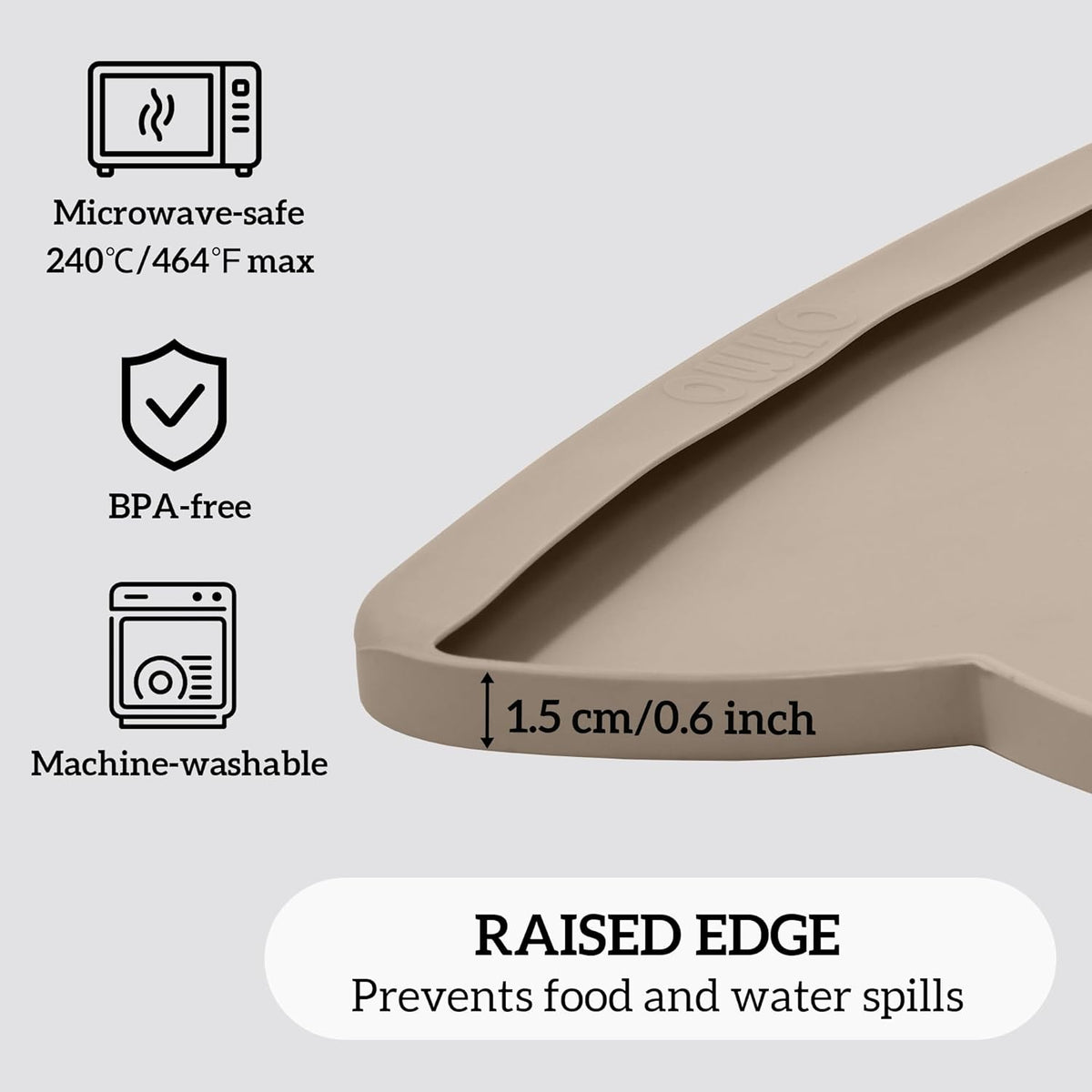 OHMO Dog Food Mat(Beige, 24 * 15'') w/Residue Collection Pocket Silicone Pet Feeding Mat for Floor