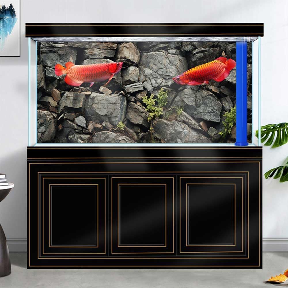 24X16IN Stone Aquarium Background, Rock Fish Tank Background, Natural Rocky Glass Terrarium