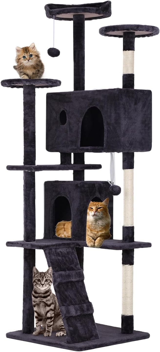 FDW Cat Tree 70in Cat Tower Multi-Level Durable Cat Scratching Post & Cozy Fun Cat Jumping Platform