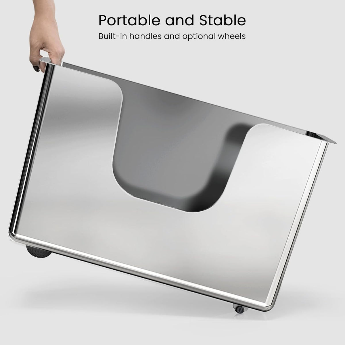 Enclosed Stainless Steel Cat Litter Box 13.8” High Sides, Extra Large Litter Box for Big Cats, XL