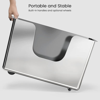 Enclosed Stainless Steel Cat Litter Box 13.8” High Sides, Extra Large Litter Box for Big Cats, XL