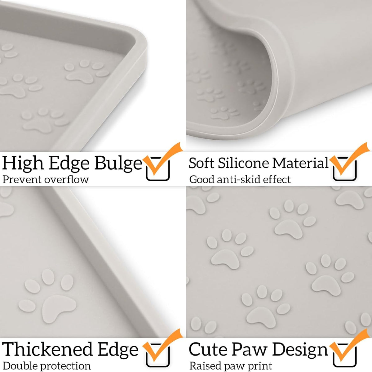 Ptlom Dog Food Mat Anti-Slip Bowl Mats for Food and Water, Waterproof Silicone Pet Placemat with