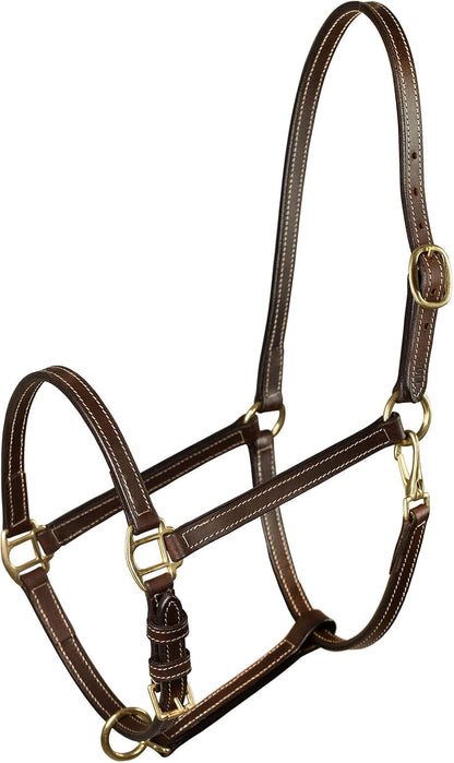 HORZE Fremont Soft Synthetic Leather Horse Halter - Fully Adjustable Halter with Brass Hardware &