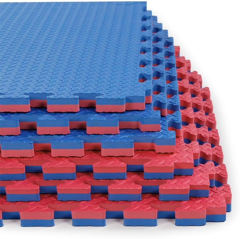 Xspec 1" Extra Thick 48 sq ft Reversible EVA Gym Foam Floor Mat Tiles (24" x 24"), Steel Pattern