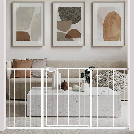WAOWAO Triple Lock Baby Gate Extra Wide 57.87-62.59" Pressure Mounted Walk Through Swing Auto Close