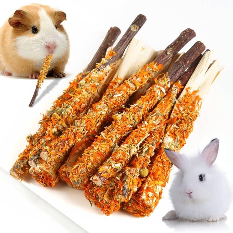 Apple Sticks for Rabbits, Natural Bunny Chew Toys Wood Treats Food for Small Animals,Hamsters