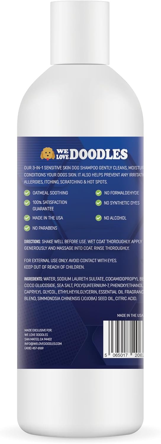 Premium 3-in-1 Sensitive Skin Dog Shampoo, Great for Allergies, Itching, Scratching, Anti-Itch