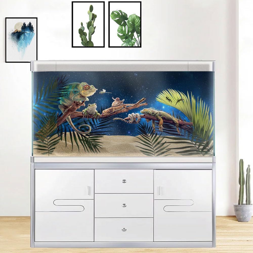 36X20IN Starry Aquarium Background, Art Starry Fish Tank Decorations Background, with 8 EVA