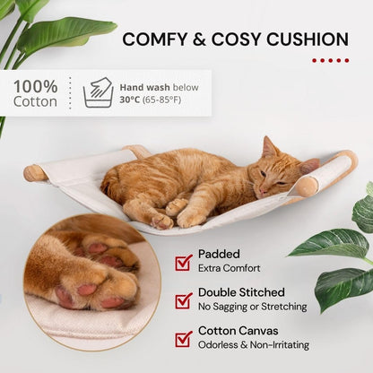 7 Ruby Road Cat Hammock Wall Mounted Shelf with Two Steps Set - Wall Shelves and Perches for