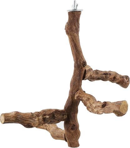 Allazone 6 PCS Bird Perch Natural with Chewing Toys Natural Grapevine Bird Stand Grape Stick