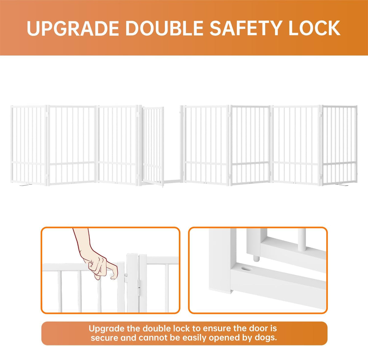 Full Metal Freestanding Dog Gate with Door, 32''Height Foldable Pet Dog Fence for Indoor & Outdoor