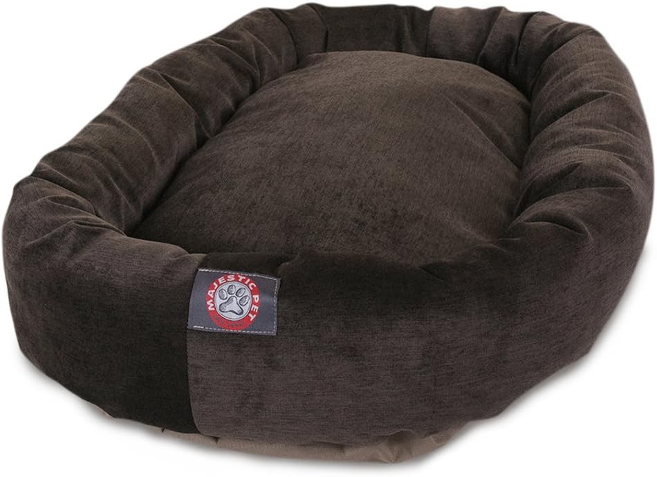 Majestic Pet 32 Inch Micro Velvet Calming Dog Bed Washable 32x23x7 (inch) – Cozy Soft Round Donut
