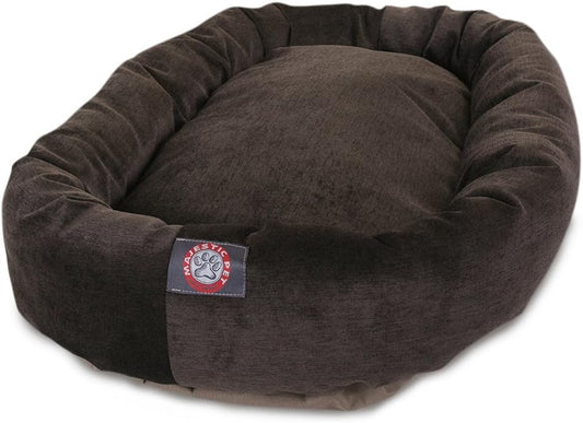 Majestic Pet 32 Inch Micro Velvet Calming Dog Bed Washable 32x23x7 (inch) – Cozy Soft Round Donut