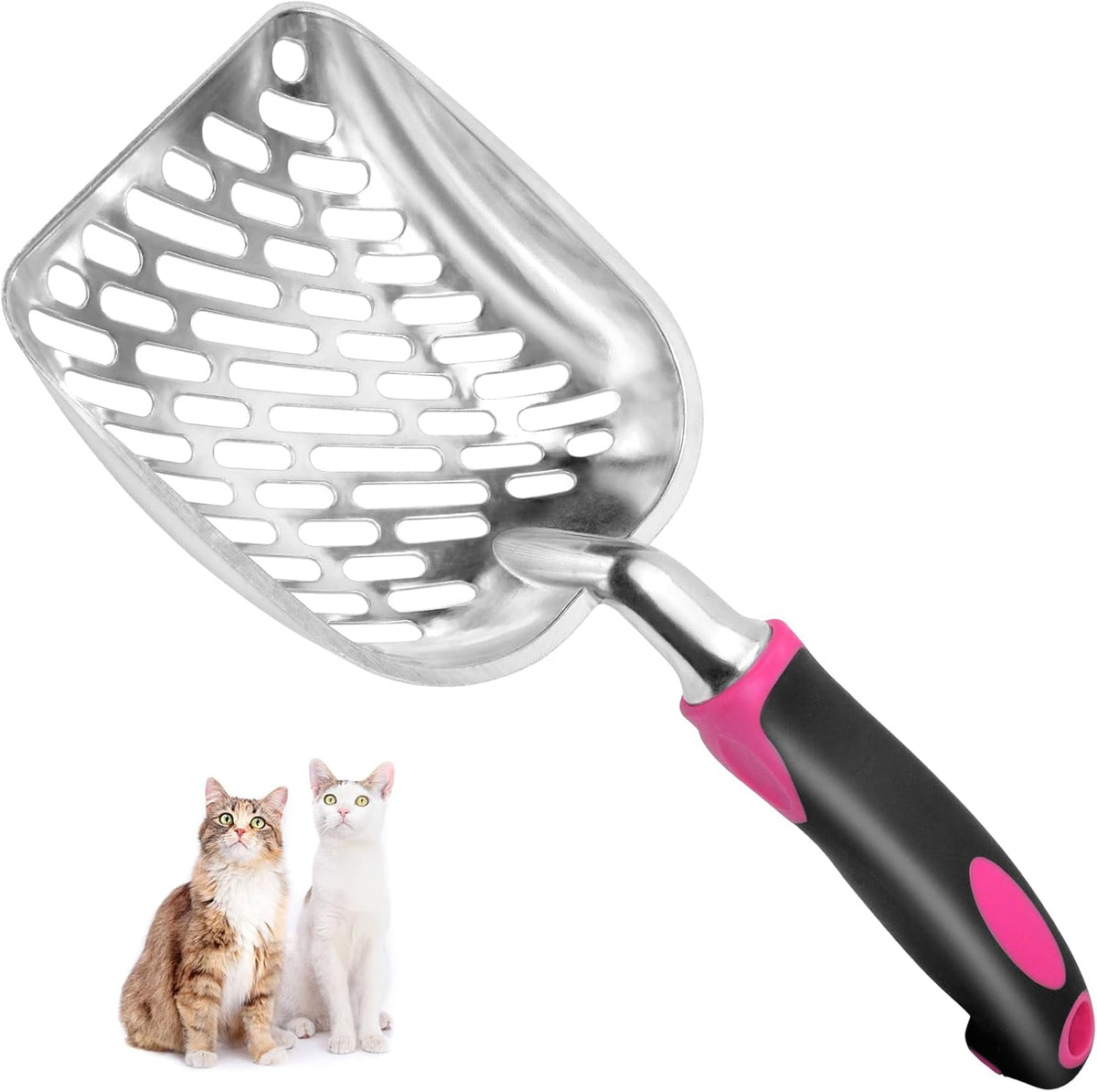 Cat Litter Scoop-Metal Cat Scooper-Long Handle Scoop,Cat Scooper-Poop Sifting-Mesh Shovel-Suitable
