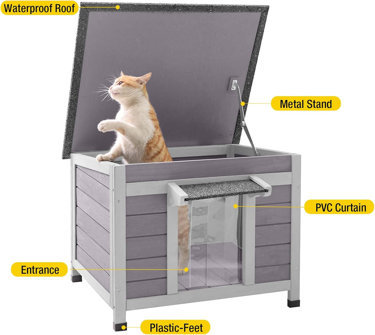 Aivituvin Cat House Waterproof Feral Kitty Shelter Outdoor Indoor Rabbit Hutch for