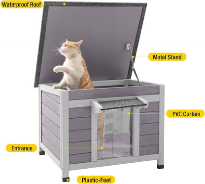 Aivituvin Cat House Waterproof Feral Kitty Shelter Outdoor Indoor Rabbit Hutch for